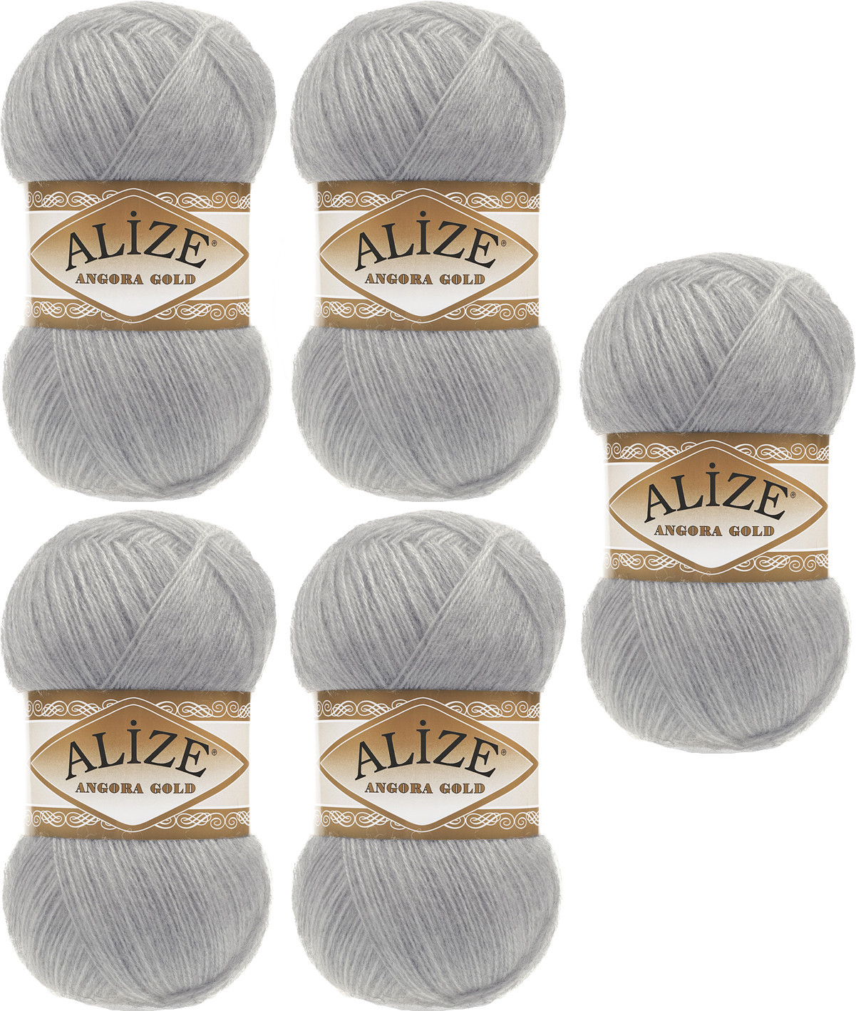

Набор пряжи для вязания Alize Angora Gold 21 (550 м, серый, 5 мотков)