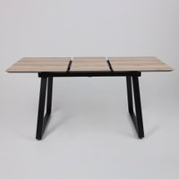 Кухонный стол Lepremo AV 1208 HPL+МДФ раздвижной 1200-1600x800 (дуб делано натуральный/черный)