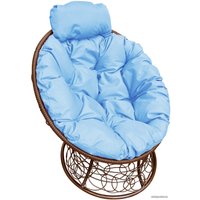 Кресло M-Group Папасан мини 12070203 (коричневый ротанг/голубая подушка)