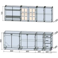 Готовая кухня Интерлиния Мила Деко 2.4 А (мята/травертин серый)