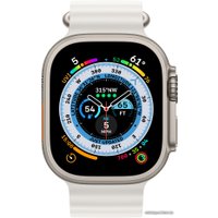 Умные часы Apple Watch Ultra LTE 49 мм (титановый корпус, титановый/белый, ремешок из эластомера)