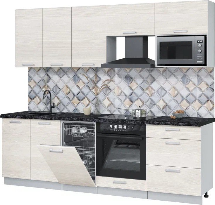 

Готовая кухня Интерлиния Мила Лайт 2.45-ПМ4 (вудлайн кремовый/вудлайн кремовый/кастилло темный)