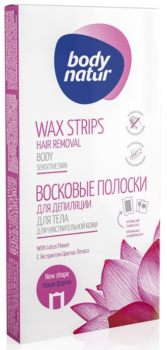 

Полоска для депиляции Body Natur Для чувствительной кожи с Цветком лотоса (16+2 салфетки)