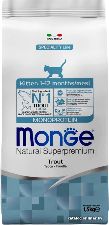 Сухой корм для кошек Monge Kitten Monoprotein Trout 1.5 кг