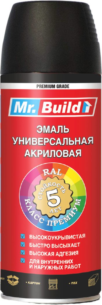 

Краска Mr. Build 719099 0.4 л (RAL 9005М матовый черный реактивный)