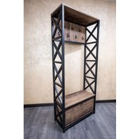 Вешалка для одежды Wooden Story Rosario (ЛДСП, темное дерево/черный)