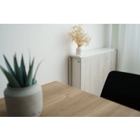 Стол-книга Stoloff Мечта 1600x850 (белый/сосна лофт, опоры складные, углы закругленные с роликами и ручками)