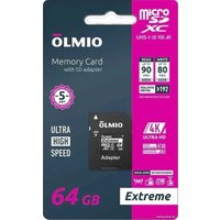 Карта памяти Olmio microSDXC 64GB Extreme UHS-I (U3)