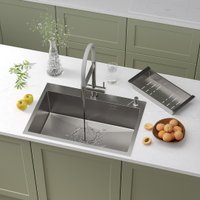 Кухонная мойка Roxen Simple 560220-70 сатин (с коландером и дозатором)