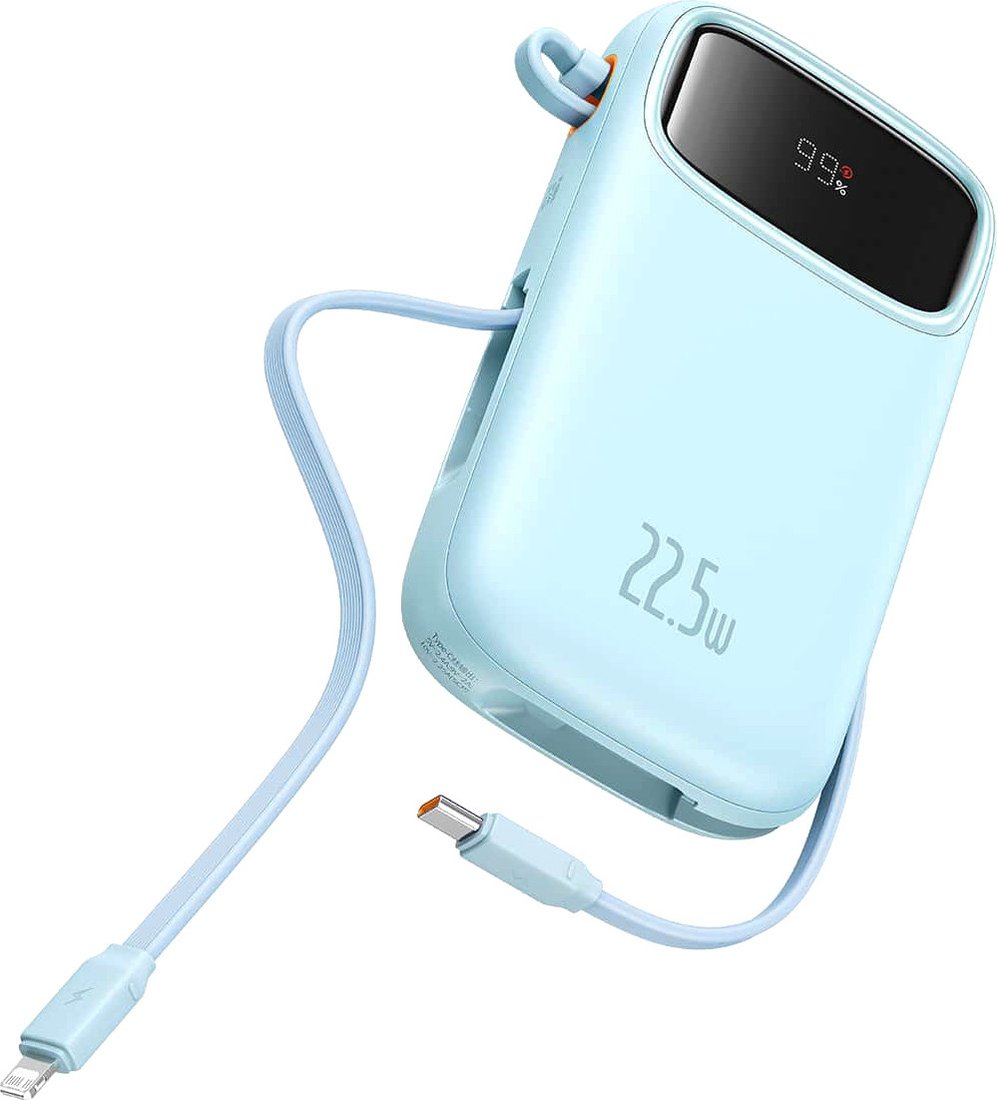 

Внешний аккумулятор Baseus Qpow2 Dual-Cable Digital Display Fast Charge Power Bank 22.5W 20000mAh (голубой)