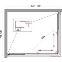 Душевой уголок BelBagno UNIQUE-AH-2-100/115-75/90-P-Cr (рифленое стекло)