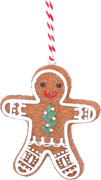 

Елочная игрушка Gisela Graham A Nordic Christmas Пряничный человечек с остролистом 10260