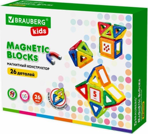 

Магнитный конструктор BRAUBERG 663844 Kids Magnetic Blocks-26