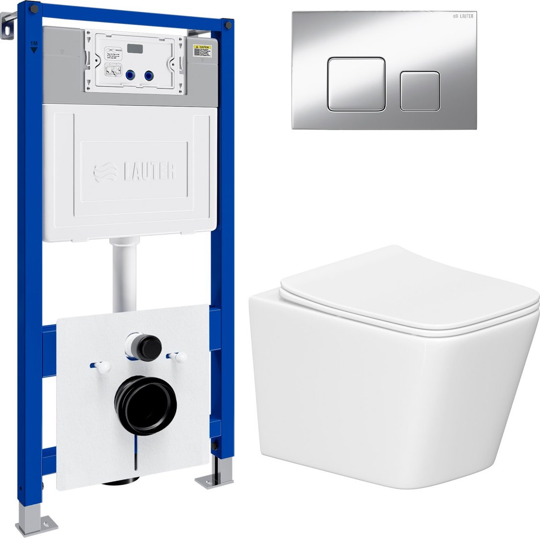 

Унитаз подвесной Lauter Square 214903 с кнопкой 219701F (квадратная, хром)