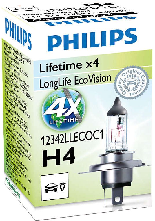 

Галогенная лампа Philips H4 LongLife EcoVision 1шт [12342LLECOC1]