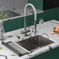 Кухонная мойка Roxen Uno 560210-54-GR сатин/текстурная (с ролл-матом и дозатором)