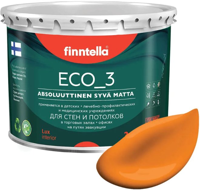 

Краска Finntella Eco 3 Wash and Clean Sahrami F-08-1-9-FL128 9 л (шафрановый)