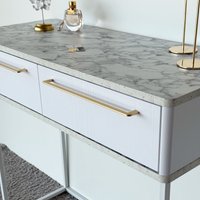 Туалетный столик без зеркала Shtabe Royal 5211 эко (мрамор каррара/белый/р.золото)