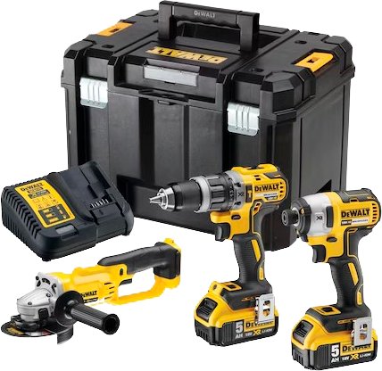 

DeWalt DCK383P2T (шуруповерт. винтоверт, болгарка, 2 АКБ, кейс)