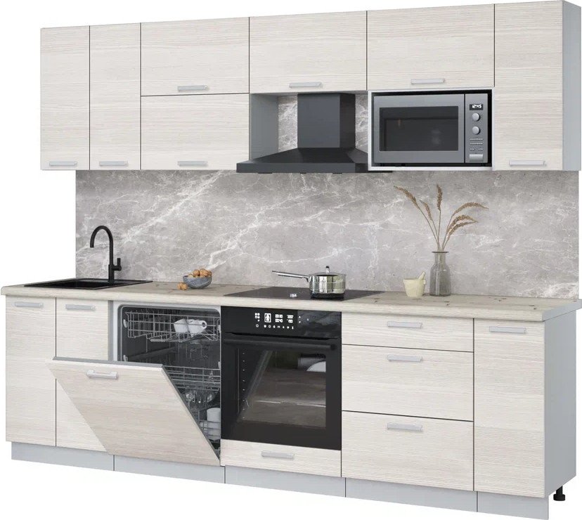 

Готовая кухня Интерлиния Мила Лайт 2.7-ПМ2 (вудлайн кремовый/вудлайн кремовый/бискайская сосна)