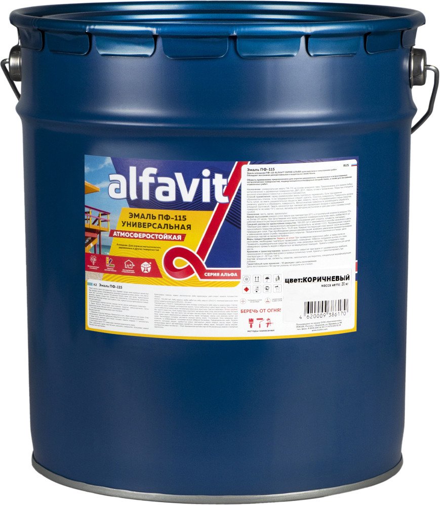 Эмаль Alfavit ПФ-115 20 кг (коричневый)