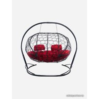 Подвесной диван M-Group Лежебока 11180306 (с серым ротангом/красная подушка)