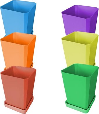 Горшок Чипполино АРТ0335 с индивид. поддоном и выдвижным дном (0,75 л, 6 шт, микс)