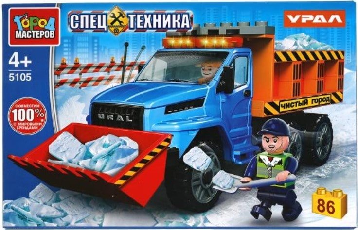 

Конструктор Город мастеров Спецтехника 5105-KK УРАЛ Некст снегоуборщик