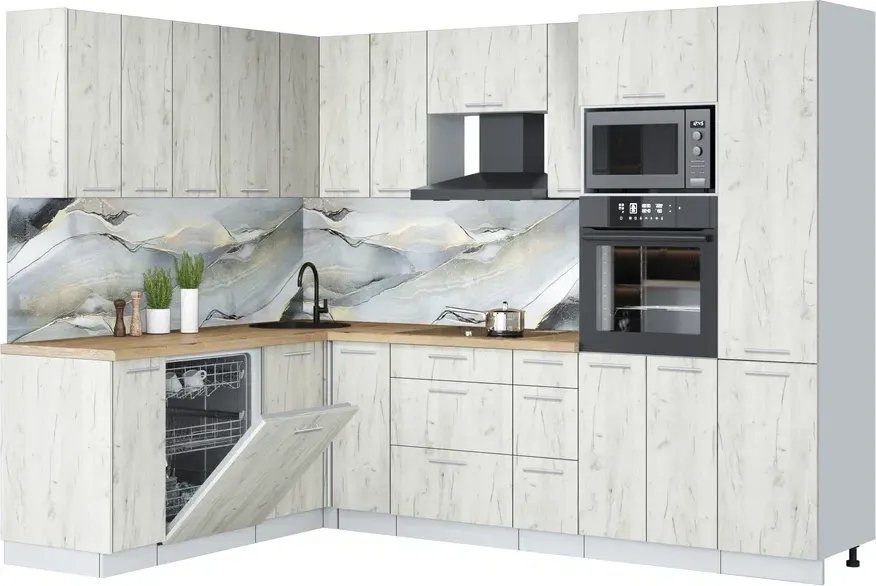 

Готовая кухня Интерлиния Мила Лайт 1.896х2.78 (дуб белый/дуб белый/дуб бунратти)