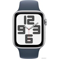 Умные часы Apple Watch SE 2 44 мм (алюминиевый корпус, серебристый/грозовой синий, спортивный силиконовый ремешок M/L)