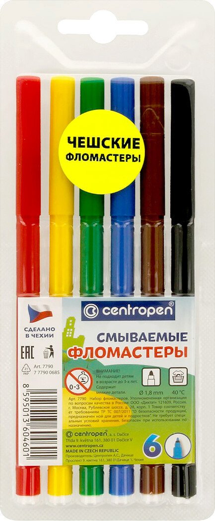 

Фломастеры Centropen Washable tp 7790/6 (6 цв)