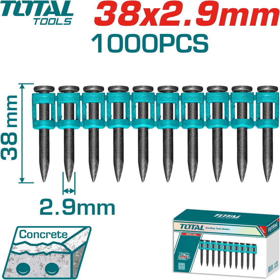 Гвозди для пистолета Total TAC02381 (1000 шт)