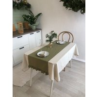 Дорожка на стол ОМурМебель 140x40см с рюшами (мятный)