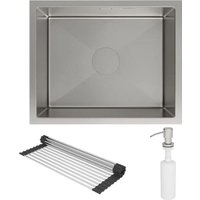 Кухонная мойка Roxen Uno 560210-54 под столешницу сатин/матовая поверхность (ролл-мат, дозатор, сифон)