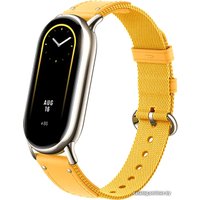 Фитнес-браслет Xiaomi Smart Band 8 (золотистый, с желтым ремешком из ткани с кожаными вставками, китайская версия)