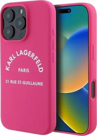 Чехол для телефона Lagerfeld Liquid silicone RSG logo для iPhone 16 Pro Max KLHCP16XSLSGRF