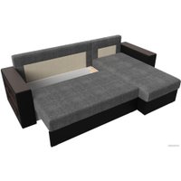 Угловой диван Лига диванов Дубай лайт правый 114197 (рогожка серый/экокожа черный)