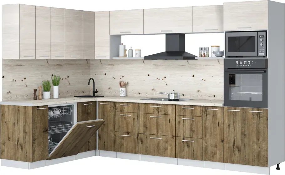 

Готовая кухня Интерлиния Мила Лайт 1.896х3.18 (вудлайн кремовый/дуб веллингтон/бискайская сосна)