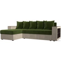 Угловой диван Лига диванов Дубай лайт левый (микровельвет зеленый/бежевый)