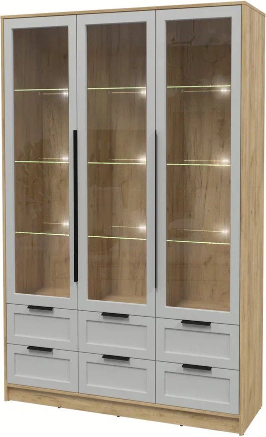 

Шкаф-витрина Интерлиния Концепт Тренд КТ-ШВ3 с подсветкой (дуб золотой/грей)