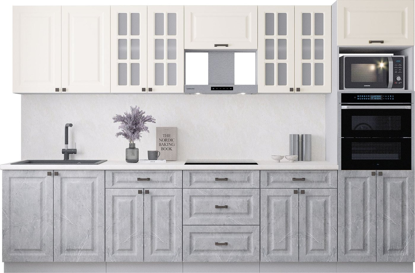 

Готовая кухня Интерлиния Мила Деко 3.2 (керамика/белый/опал светлый)