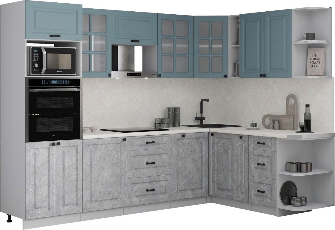 

Готовая кухня Интерлиния Мила Деко 1.88x2.8 PR (керамика/океан/опал светлый)