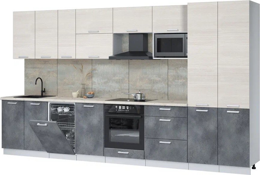 

Готовая кухня Интерлиния Мила Лайт 3.7-ПМ4 (вудлайн кремовый/бетон портленд/бискайская сосна)