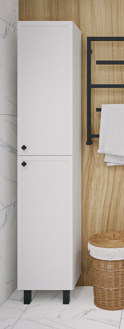 

Runo Шкаф-пенал для ванной Римини правый (напольный, белый)