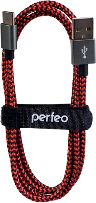 

Кабель Perfeo USB Type-A - USB Type-C U4901 (1 м, черно-красный)