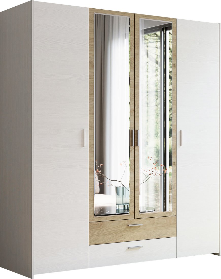 

Шкаф распашной Евва Венеция ВН-4D2Z2S (бодега белый/гикори кингстон)