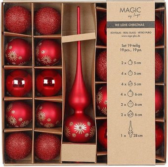 Елочная игрушка Inge's Christmas One-Two-Tree! 40562P416 (19пр, красный)