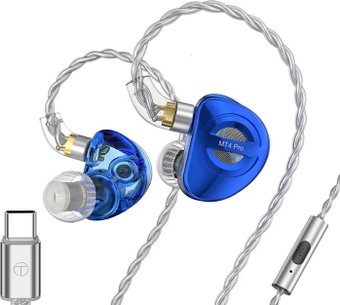 Наушники TRN MT4 Pro USB Type-C (синий, с микрофоном)