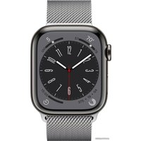 Умные часы Apple Watch Series 8 LTE 41 мм (корпус из нержавеющей стали, графит/миланский серебристый)