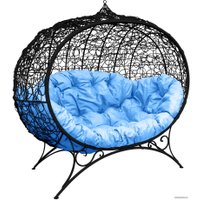 Садовый диван M-Group Улей на ножках 11220403 (черный ротанг/голубая подушка)